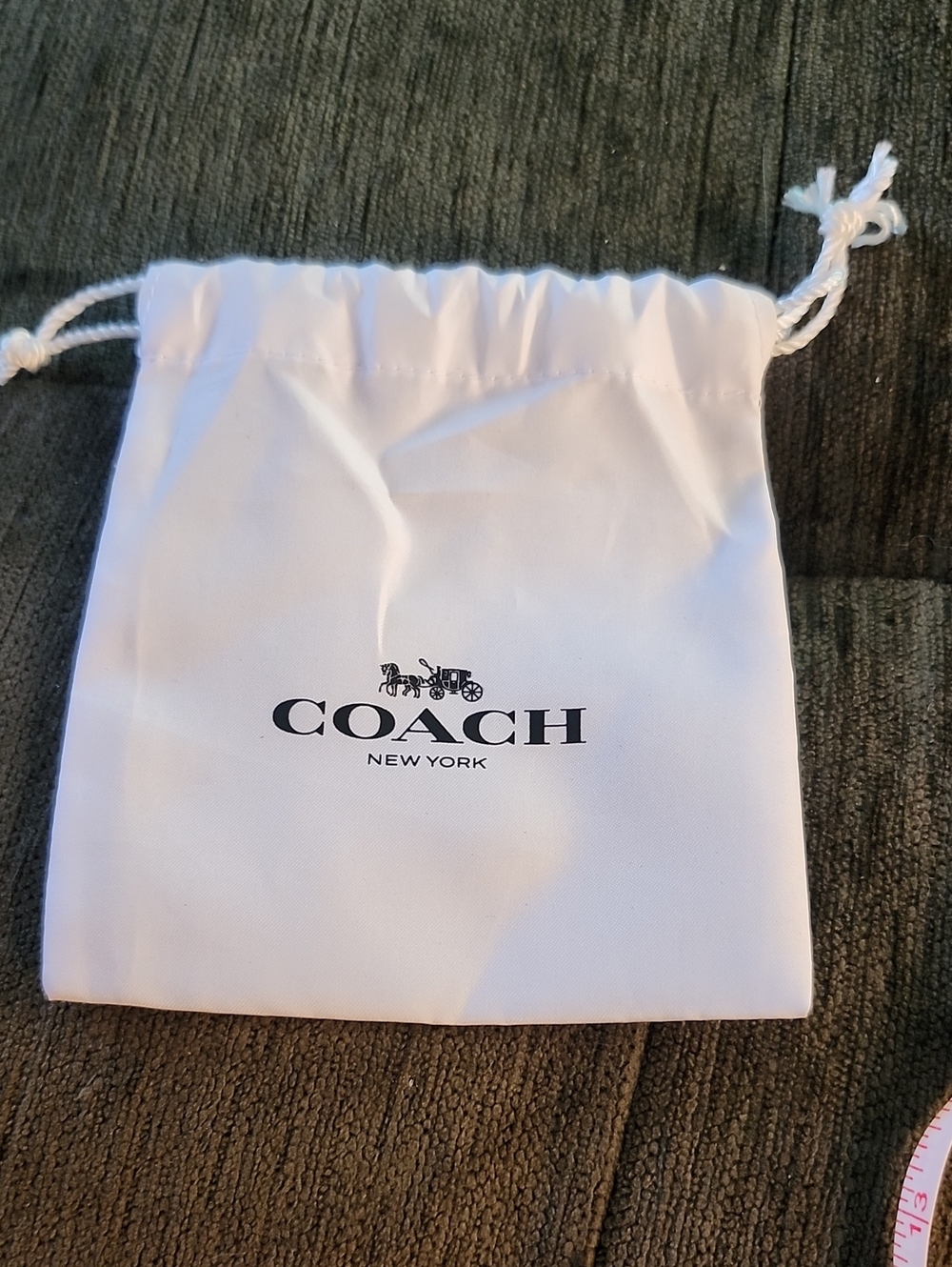 Coach White Drawstring Pouch with Black Logo